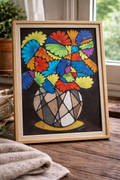 COLOUR BURST VASE - FRAMED ABSTRACT MARKER ARTWORK
