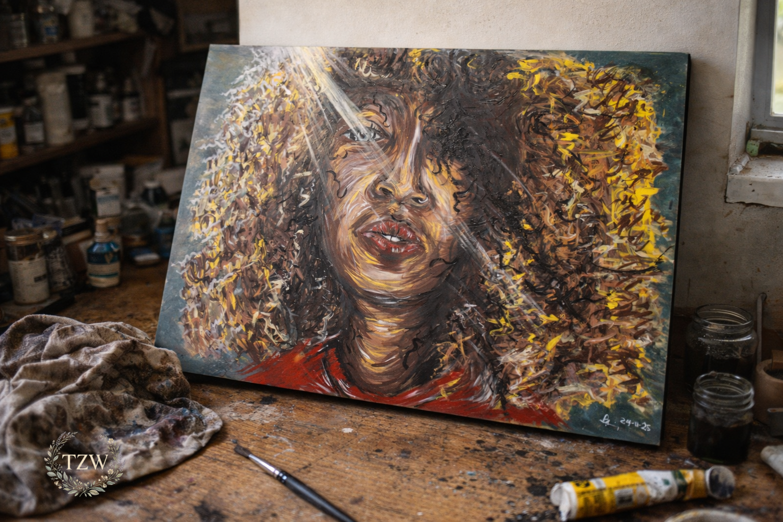 GOLDEN LIGHT - ORIGINAL ACRYLIC PORTRAIT