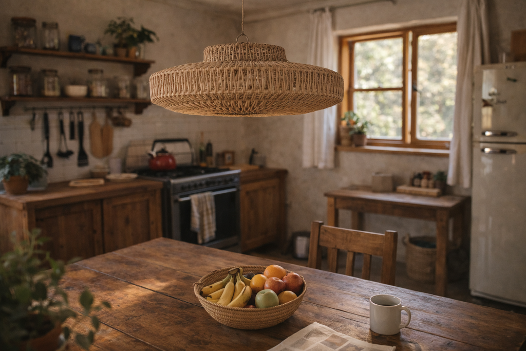 HANDWOVEN NATURAL GRASS PENDANT LIGHT SHADE