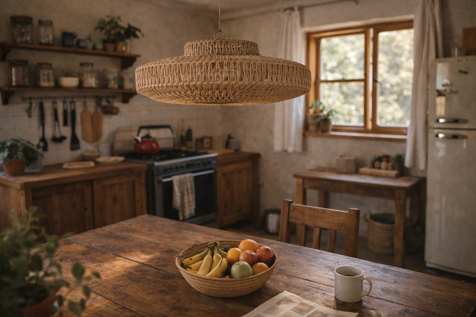 HANDWOVEN NATURAL GRASS PENDANT LIGHT SHADE