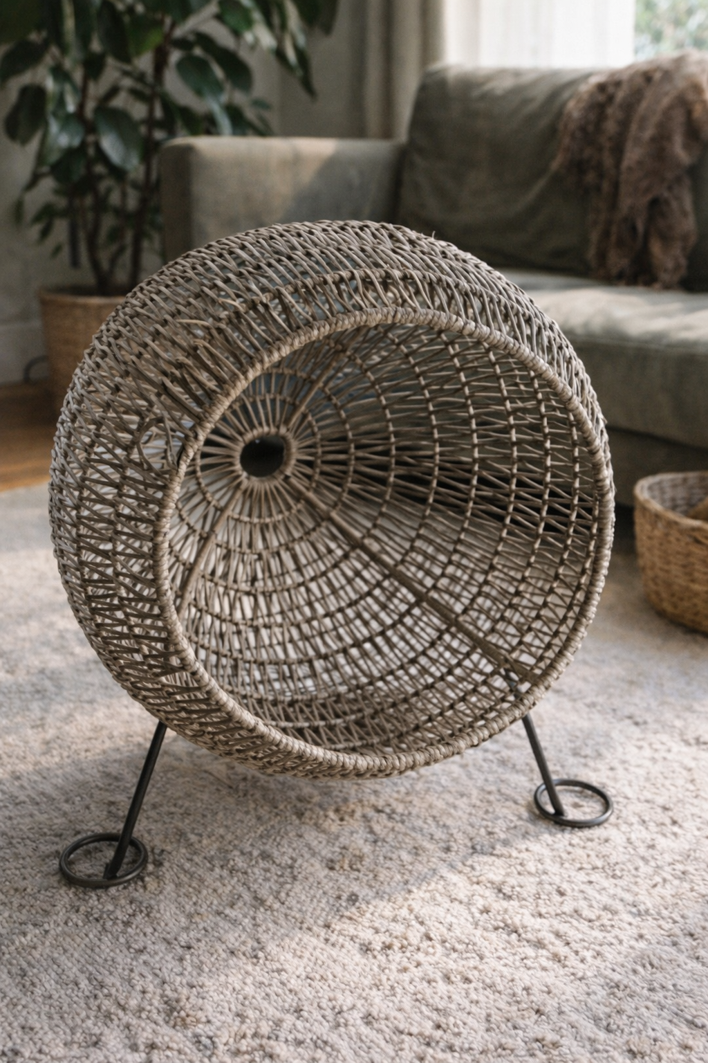 HANDWOVEN PET HIDEAWAY BASKET - NATURAL FIBER